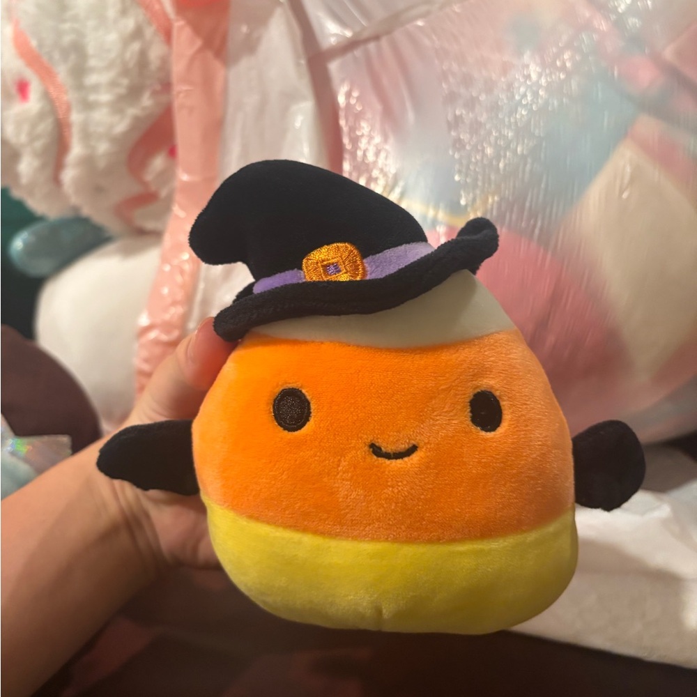 Small Quirky halloween squishmallow witch candy corn